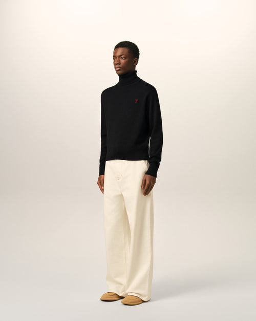 Black Wool Ami De Coeur Turtle Neck Sweater - Man - 6 - AMI Paris - Ami Paris
