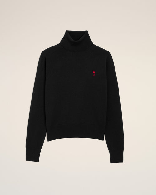 Black Wool Ami De Coeur Turtle Neck Sweater - 1 - Ami Paris