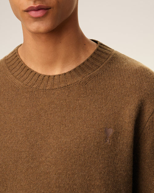 Pull Marron Col Rond Ami De Coeur En Cachemire - 4 - Ami Paris