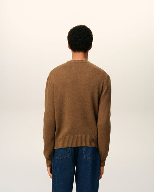 Brown Cashmere Ami De Coeur Crewneck Sweater - 5 - Ami Paris