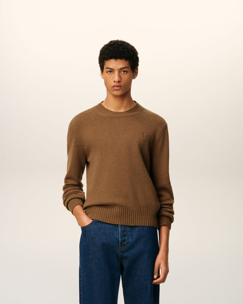 Brown Cashmere Ami De Coeur Crewneck Sweater - 1 - Ami Paris