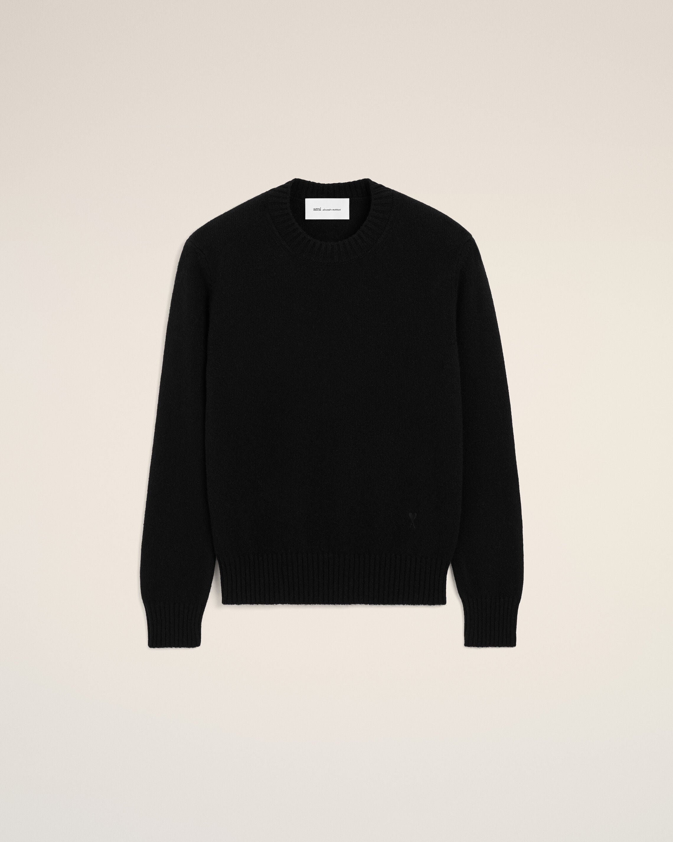 Black crewneck cashmere sweater with Ami de Coeur - 1