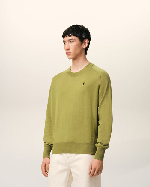 Pull Vert Col Rond Ami De Coeur en Laine - 6 - Ami Paris