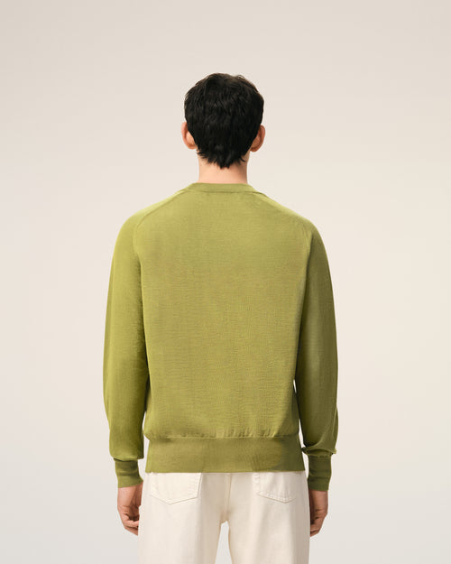 Maglione Ami De Coeur girocollo in lana verde - Uomo - 5 - AMI Paris - Ami Paris