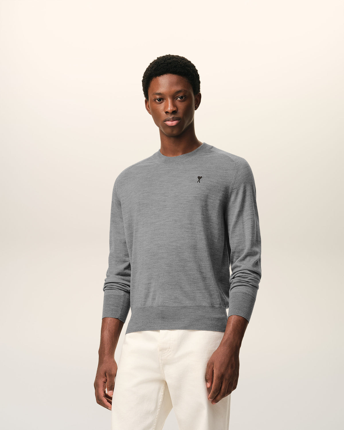 Jersey de cuello redondo Ami de Cœur de lana gris - 2