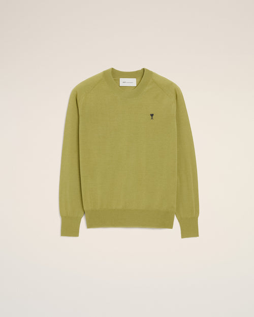 Green Wool Crewneck Ami De Coeur Sweater - 2 - Ami Paris