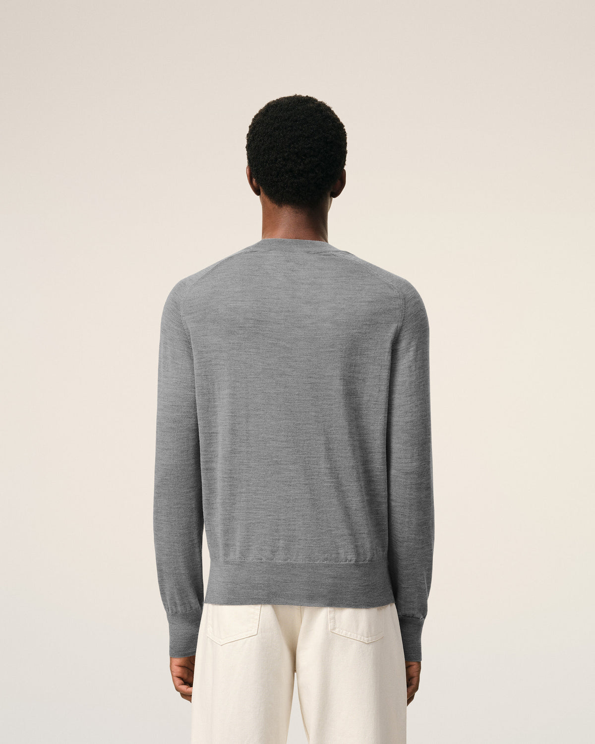 Grey Wool Crewneck Ami De Coeur Sweater - 5