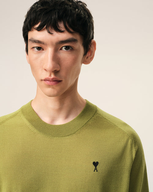 Pull Vert Col Rond Ami De Coeur en Laine - 4 - Ami Paris