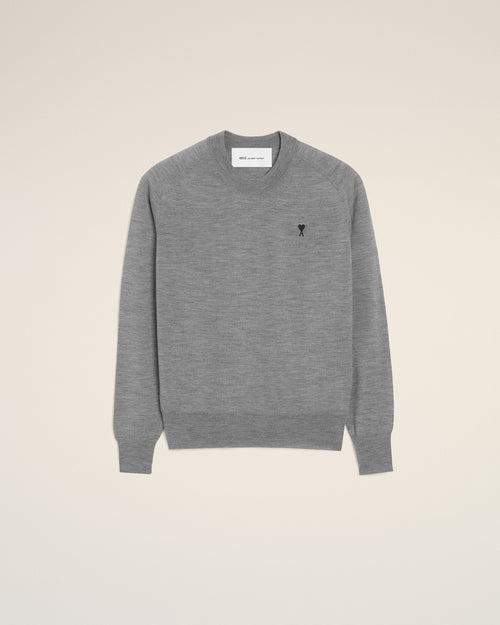 Maglione Ami De Coeur girocollo in lana grigia - Uomo - 1 - AMI Paris - Ami Paris