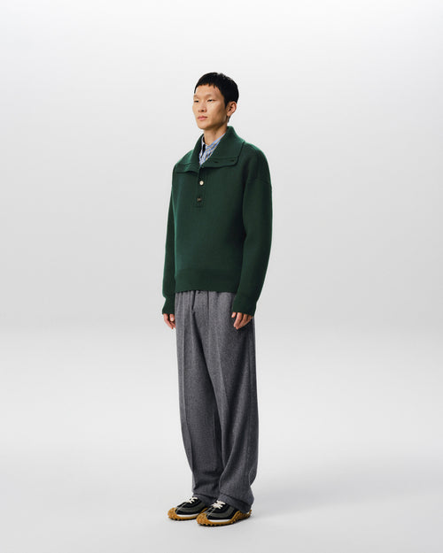 Green high buttoned collar wool sweater - Man - 6 - AMI Paris - Ami Paris