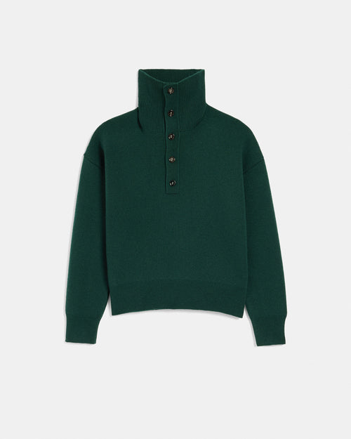Jersey de lana verde con cuello alto abotonado - 1 - Ami Paris