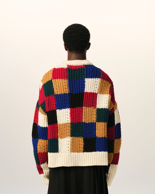 Pullover aus Wolle mit Rundhalsausschnitt und mehrfarbigem Karomuster - Herren - 5 - AMI Paris - Ami Paris