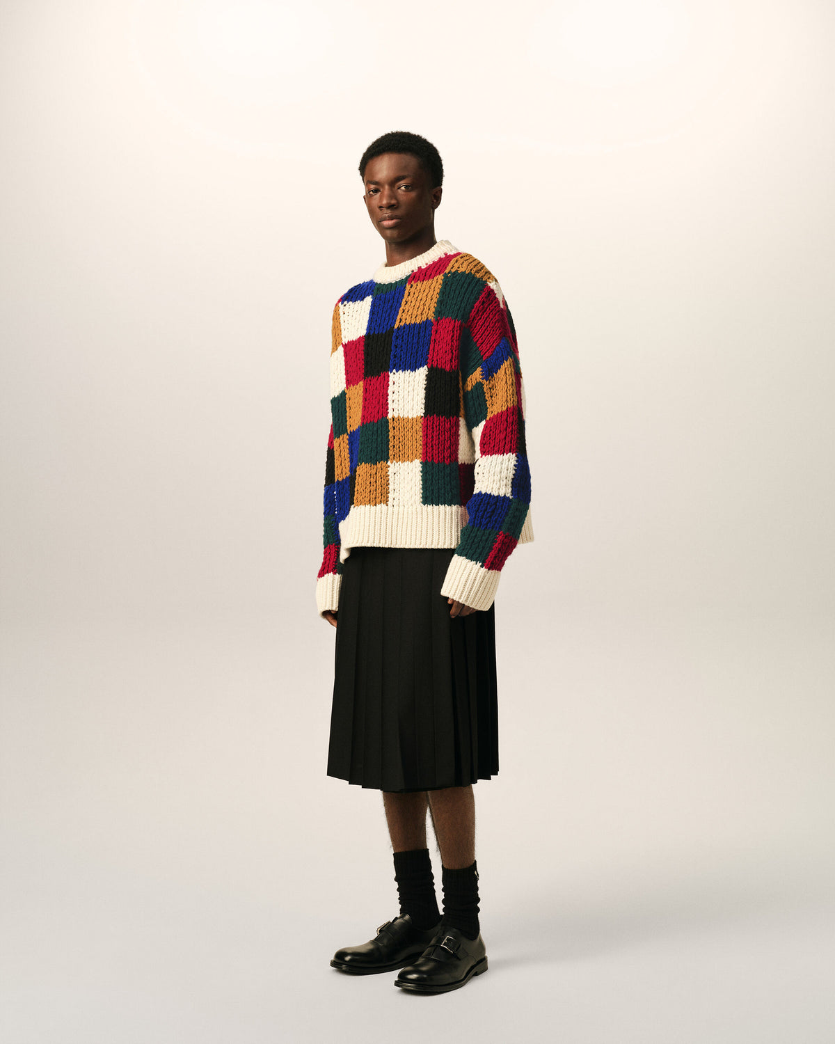 Pullover aus Wolle mit Rundhalsausschnitt und mehrfarbigem Karomuster - 6