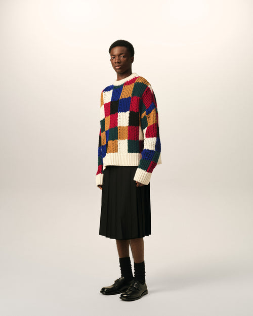 Pullover aus Wolle mit Rundhalsausschnitt und mehrfarbigem Karomuster - Herren - 6 - AMI Paris - Ami Paris