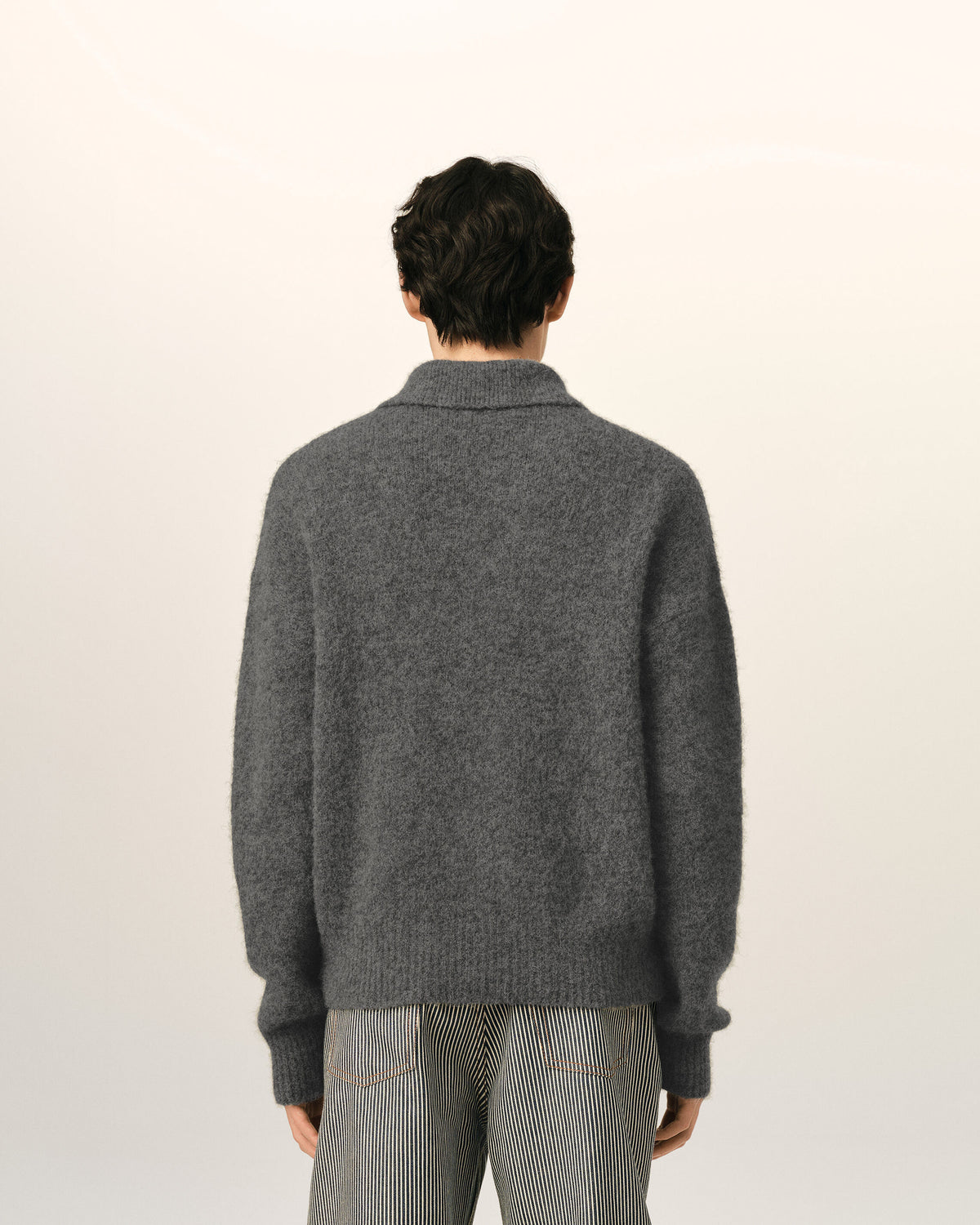Grey wool and alpaca polo with Ami embroidery - 5