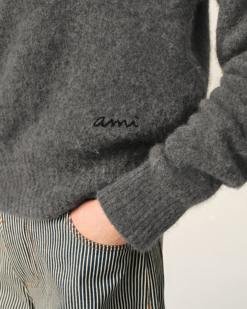グレー ウール アルパカ ポロ Ami刺繍 - 男性 - 4 - AMI Paris - Ami Paris