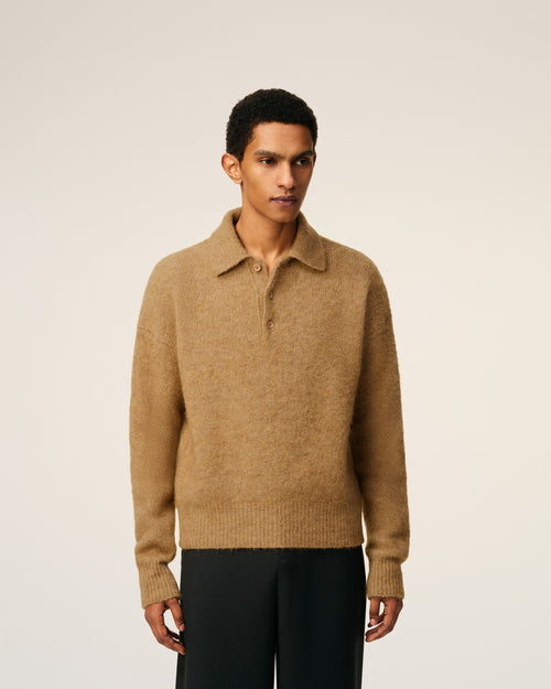 Brown Alpaca Ami Long Sleeves Polo - 3 - Ami Paris