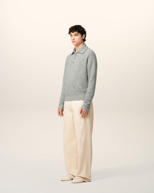 Grey Alpaca Ami Long Sleeves Polo - 6 - Ami Paris