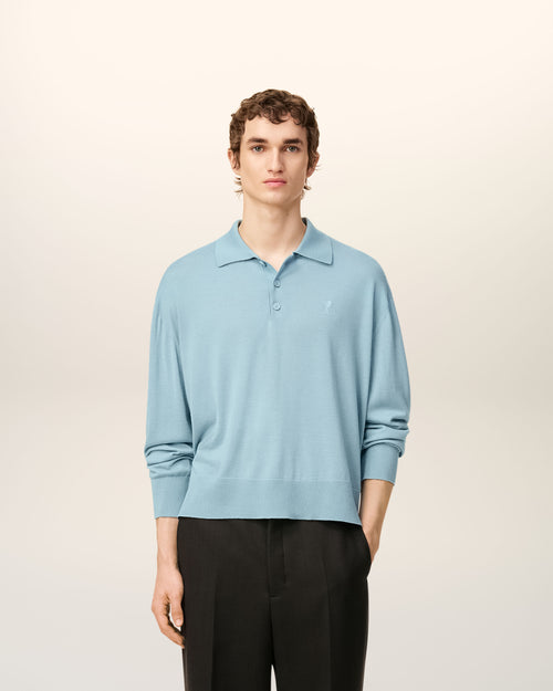 Blue Wool Ami De Coeur Polo - 2 - Ami Paris