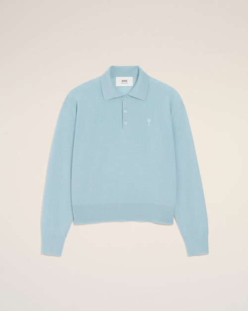 Blue Wool Ami De Coeur Polo - 1 - Ami Paris
