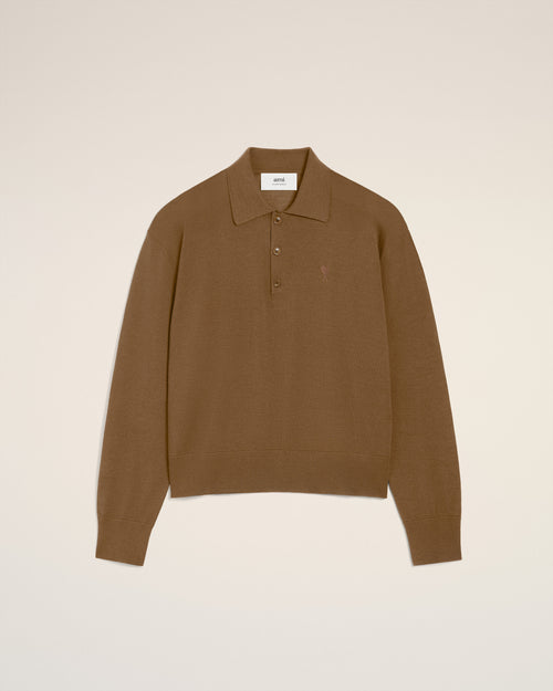 Brown Wool Ami De Coeur Polo - 2 - Ami Paris