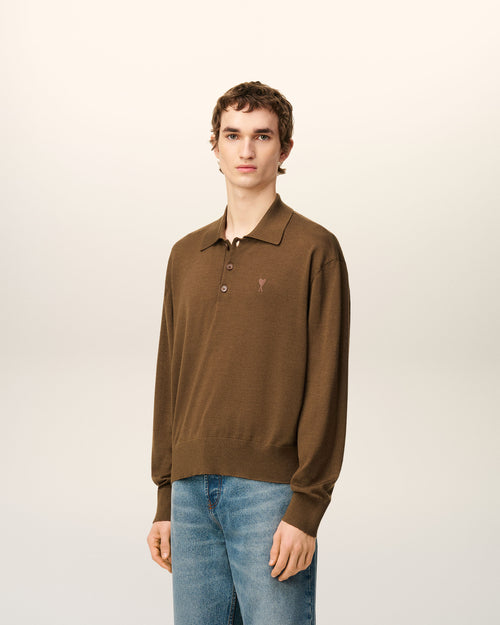 Polo Ami de Cœur de lana marrón - 6 - Ami Paris