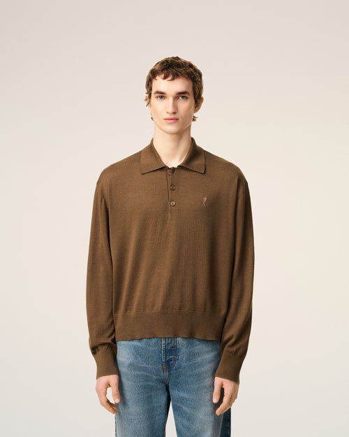 Polo Marron Ami De Coeur En Laine - 3 - Ami Paris