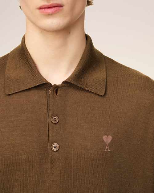 Brown Wool Ami De Coeur Polo - 4 - Ami Paris