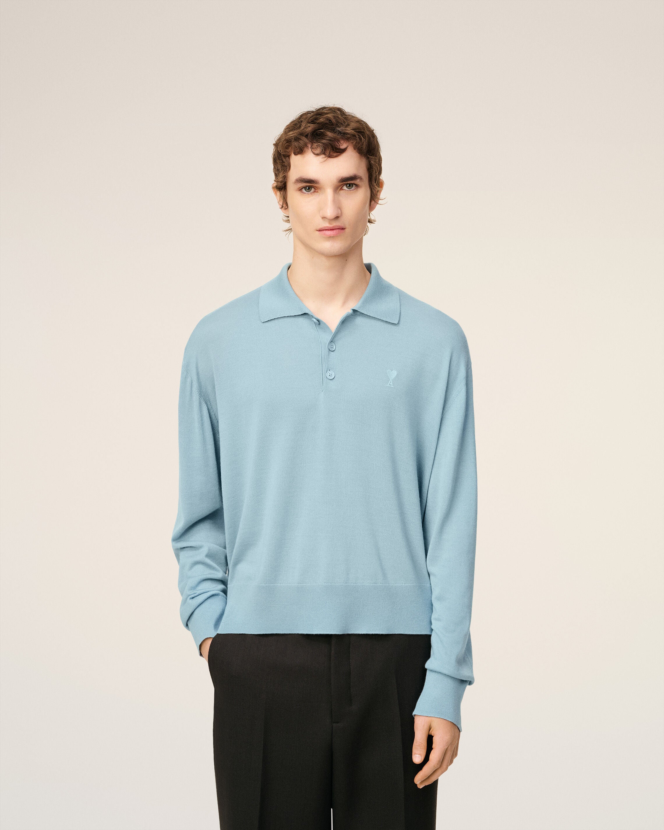 ブルー ウール Ami De Coeur ポロ スカイ | AMI PARIS