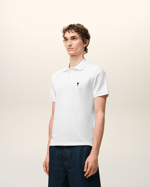 White Cotton Short Sleeves Ami De Coeur Polo Shirt - 6 - Ami Paris