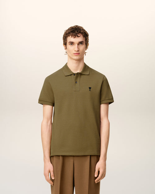 Green Cotton Contrasted Ami De Coeur Polo Shirt - 1 - Ami Paris