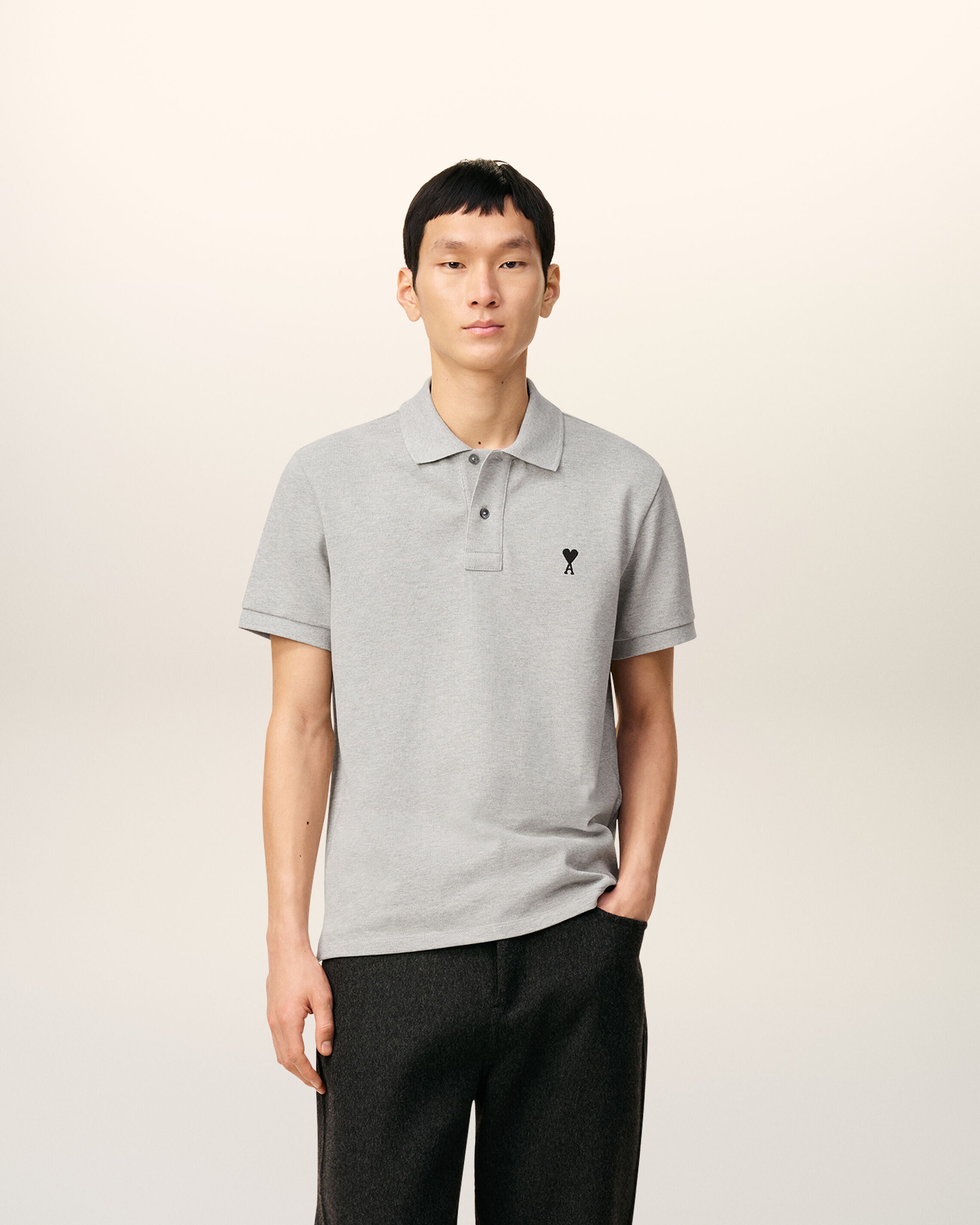 AMI PARIS グレーポロシャツ AMI Paris Ami De Coeur Cotton Polo Shirt | Grey | FARFETCH ID