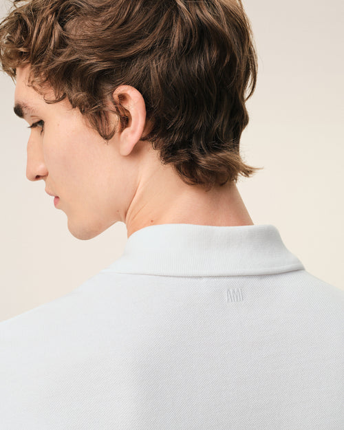 White Cotton Short Sleeves Ami De Coeur Polo Shirt - 4 - Ami Paris