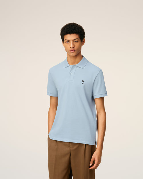 Blue Cotton Contrasted Ami De Coeur Polo Shirt - 3 - Ami Paris
