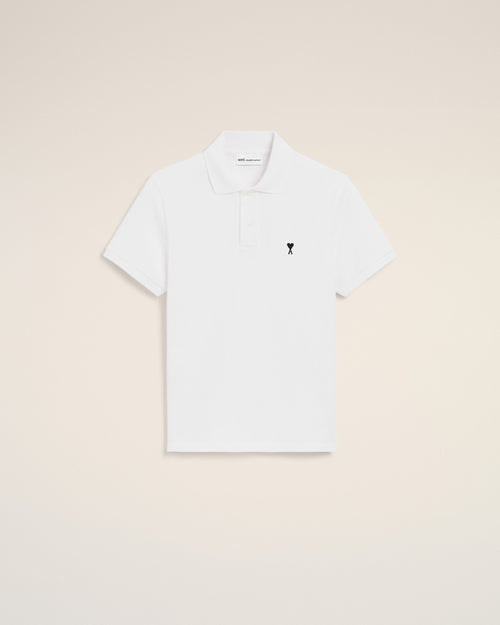 White Cotton Short Sleeves Ami De Coeur Polo Shirt - WHITE - Ami Paris