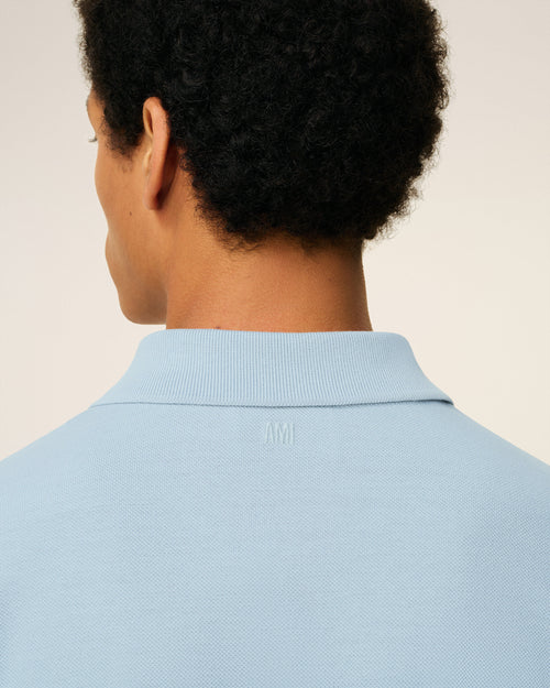 Polo Bleu  Ami De Coeur Contrasté En Coton - 4 - Ami Paris
