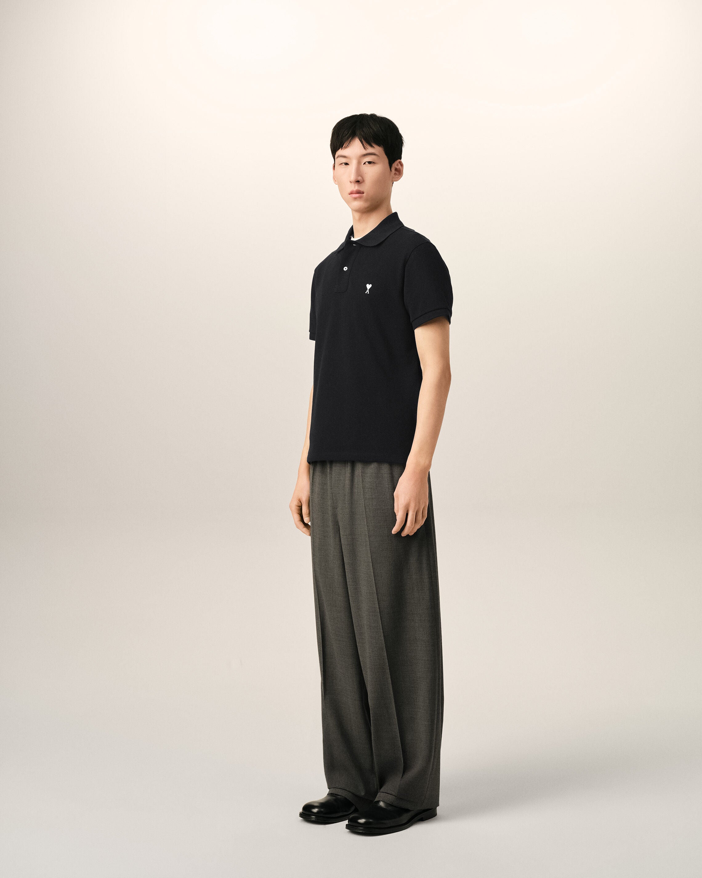 Polo de manga corta Ami de Cœur de algodón negro - 6