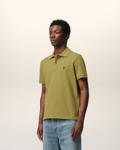 Green Cotton Short Sleeves Ami De Coeur Polo Shirt - 6 - Ami Paris