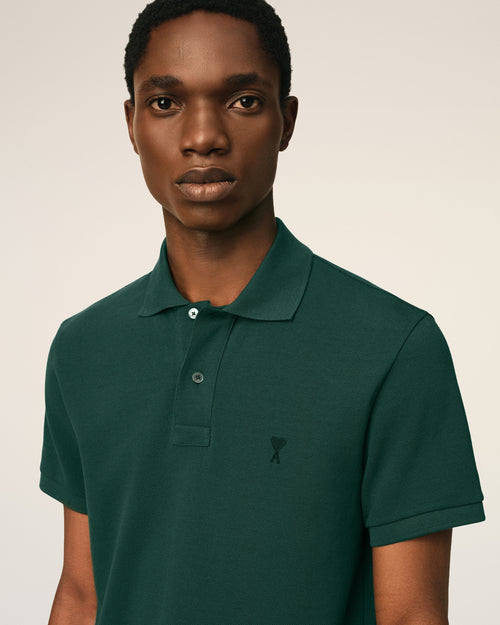 Green cotton polo with Ami de Coeur - Man - 4 - AMI Paris - Ami Paris