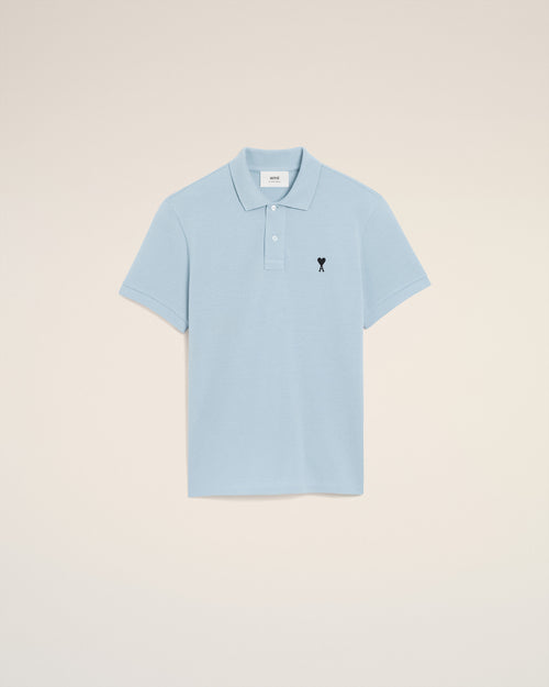 Blue Cotton Contrasted Ami De Coeur Polo Shirt - 2 - Ami Paris