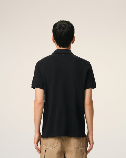 Black Cotton Short Sleeves Ami De Coeur Polo Shirt - Man - 5 - AMI Paris - Ami Paris