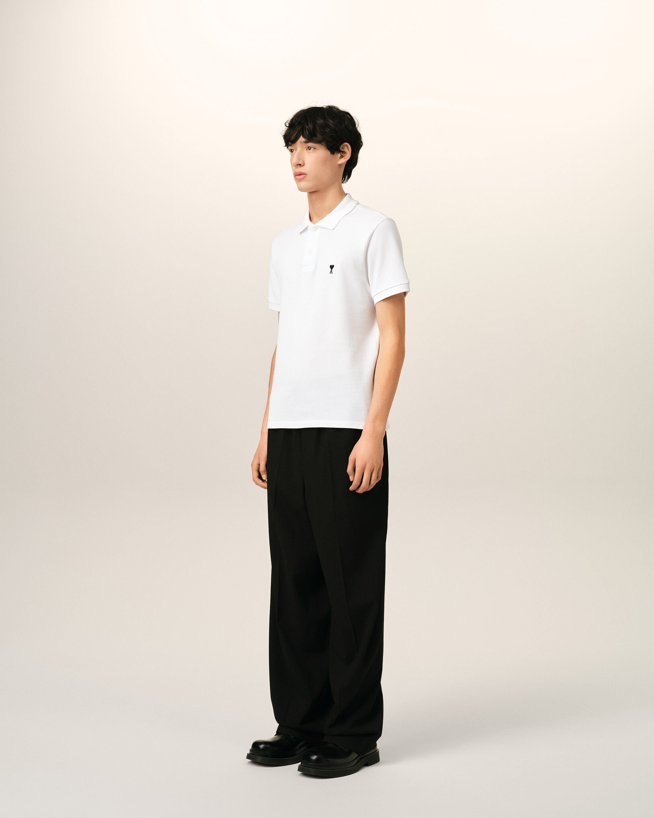 White Cotton Short Sleeves Ami De Coeur Polo Shirt - 6