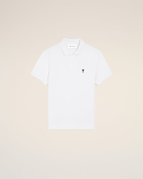 White Cotton Short Sleeves Ami De Coeur Polo Shirt - WHITE - Ami Paris