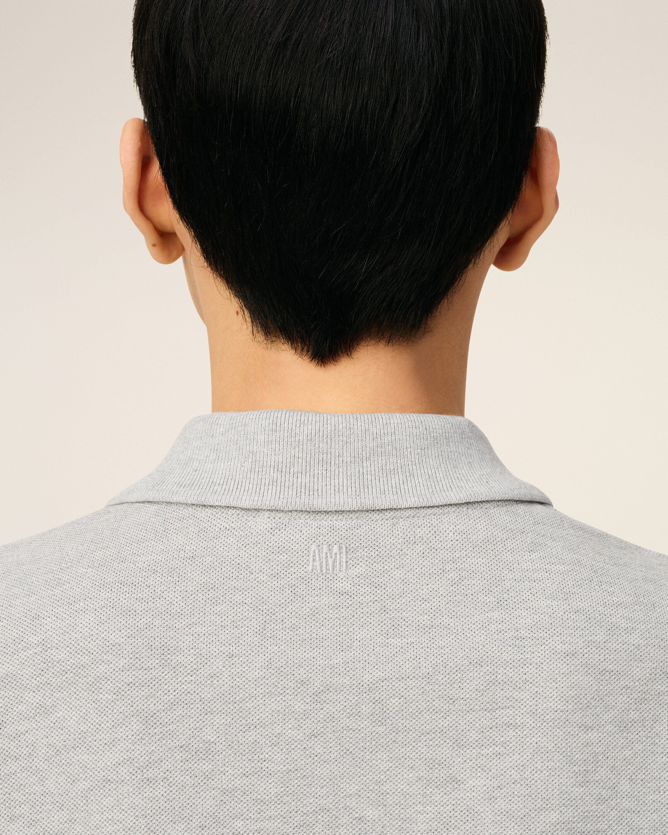 Grey Cotton Contrasted Ami De Coeur Polo Shirt - 4