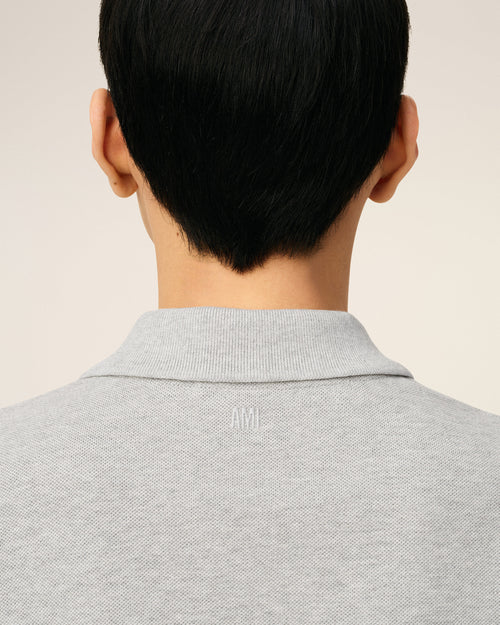 Grey Cotton Contrasted Ami De Coeur Polo Shirt - Man - 4 - AMI Paris - Ami Paris