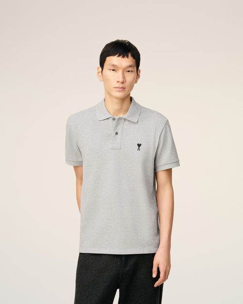 Grey Cotton Contrasted Ami De Coeur Polo Shirt - Man - 3 - AMI Paris - Ami Paris