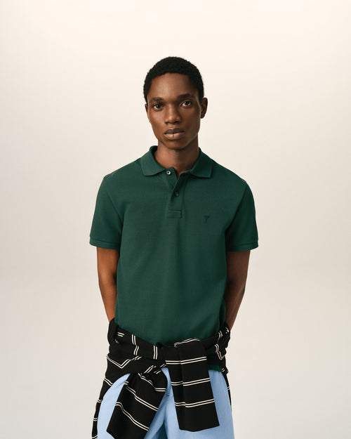 Green cotton polo with Ami de Coeur - Man - 2 - AMI Paris - Ami Paris