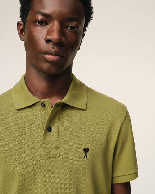 Green Cotton Short Sleeves Ami De Coeur Polo Shirt - Man - 4 - AMI Paris - Ami Paris