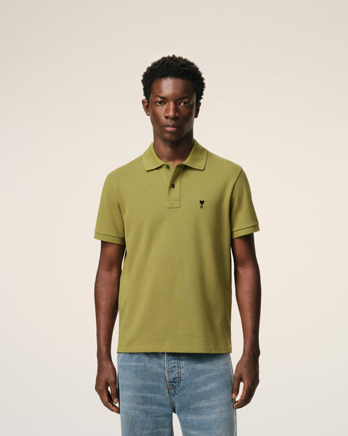 Green Cotton Short Sleeves Ami De Coeur Polo Shirt - 2 - Ami Paris