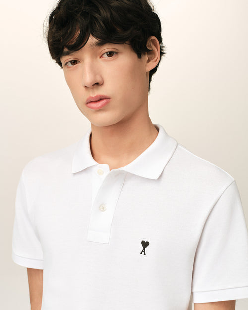 White Cotton Short Sleeves Ami De Coeur Polo Shirt - Man - 4 - AMI Paris - Ami Paris